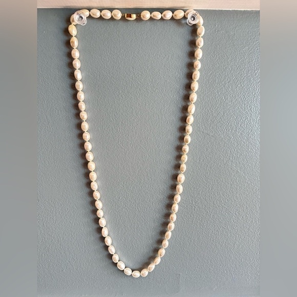 VTG Glass Pearl Necklace And Knotted Cream Color Estate Jewelry Statement 5382 B - Picture 8 of 12